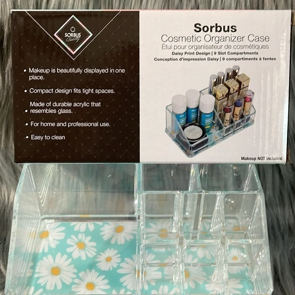 NIB Sorbus 9 Slot Cosmetic Organizer Daisy Print